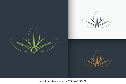 Natural Logo Design Green Golden And Black Leaf