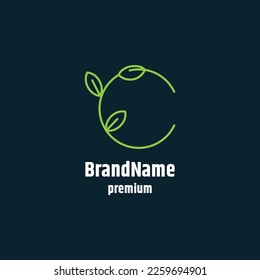 Natural Logo Design Image With Combination Of Letter C Symbol And Plant Leaves