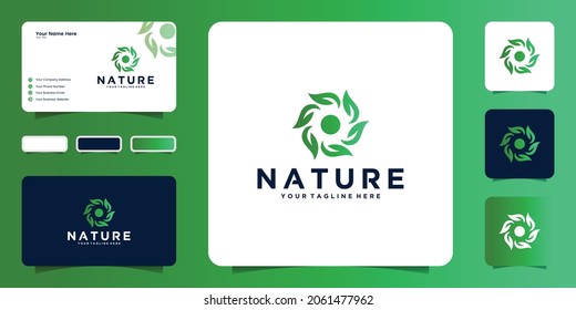 natural logo design inspiration with twisted leaves and business card