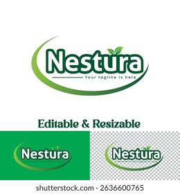 Natural Logo Design with Leaf Element – Organic and Eco Friendly Brand Concept, Natural care typography logo design vector.