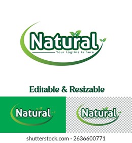 Natural Logo Design with Leaf Element – Organic and Eco Friendly Brand Concept, Natural care typography logo design vector.