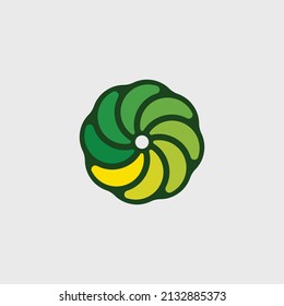 Natural logo design with petals, or leaves green and yellow.