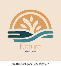 Natural logo design template. Vector logotype elements for eco company. Abstract simple landscape symbol