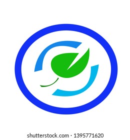 natural logo green cartoon leaf dropped into the water brightly and beautifully the object for the design concept of environment