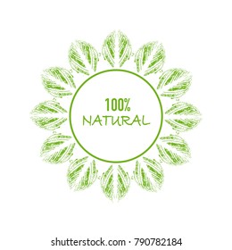 Natural logo with green leaves, Vector illustration