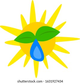 Natural logo Green Sprout a drop of water and the sun concept of agriculture and nature object on a white background