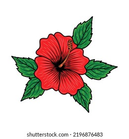 Natural Logo Hibiscus Symbol Hibiscus Tropical Stock Vector (Royalty ...
