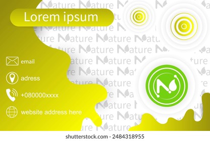 Natural logo with letter N object and additional background pattern