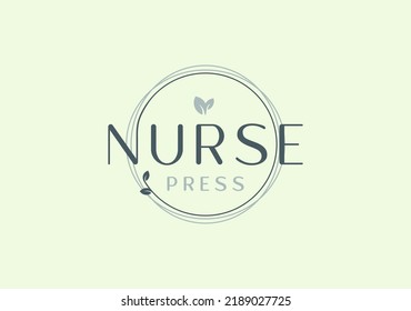 natural logo for nurse press stylish line design