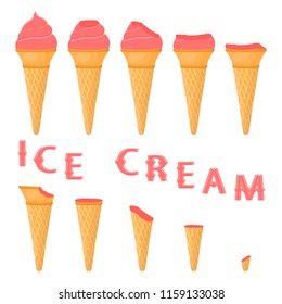 Natural logo pomegranate ice cream sorbet in different forms. Pomegranate pattern consisting of sweet cold ice cream sorbet, tasty frozen dessert. Fresh taste fruit ice cream sorbet from pomegranate.