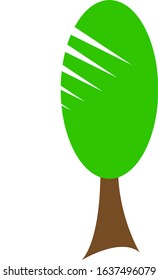 Natural logo Poplar tree Forest plant with green top and brown trunk. environment concept object on white background