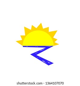 natural logo sunset over the river nature and environment concept