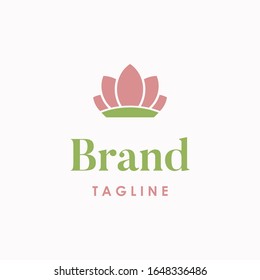 Natural lotus flower leaf crown beauty logo template