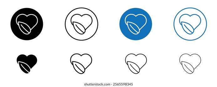 Natural love icons in black and blue colors