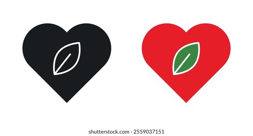 Natural love icons in black and colored version