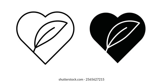 Natural love icons in black and white colors