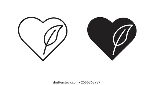 Natural love icons in line stroke and flat versions