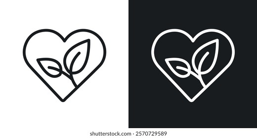 Natural love icons set vectors on white background.