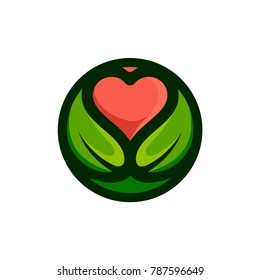 natural love logo template vector illustration