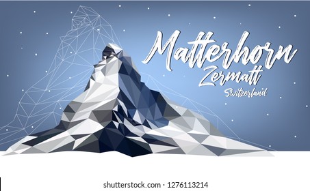 Natural Lowpoly vector of matterhorn mountain Switzerland