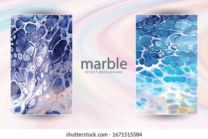 Natural Luxury. Marbleized effect. Ancient oriental drawing technique. Marble texture. Beautiful pattern. Oriental art. Marbling background. White and blue mixed acrylic paints white powder.