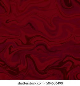 Natural marble imitation seamless vector pattern. Trendy backdrop with acrylic drips. Paint waves and vortexes stone texture. Burgundy "marsala" color.