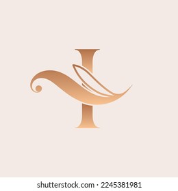 natural massage beauty logo template letter I