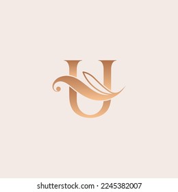natural massage beauty logo template letter U