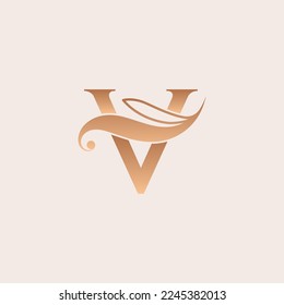 natural massage beauty logo template letter V