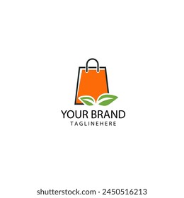 natural material shopping bag logo design vector