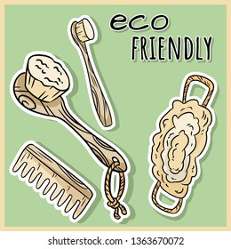 Natural material shower items. Ecological and zero-waste product. Green house and plastic-free living