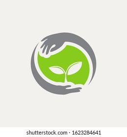 natural medical hand foundation logo vector