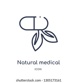 natural medical pills icon from nature outline collection. Thin line natural medical pills icon isolated on white background.