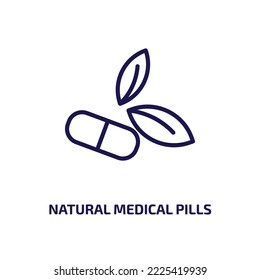 natural medical pills icon from nature collection. Thin linear natural medical pills, medical, natural outline icon isolated on white background. Line vector natural medical pills sign, symbol for web