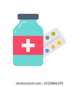 Natural Medicine Flat Icons, Vector illustration