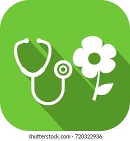 Natural medicine icon, soft and alternative
Flower icon with a stethoscope to illustrate the medicine by the plants