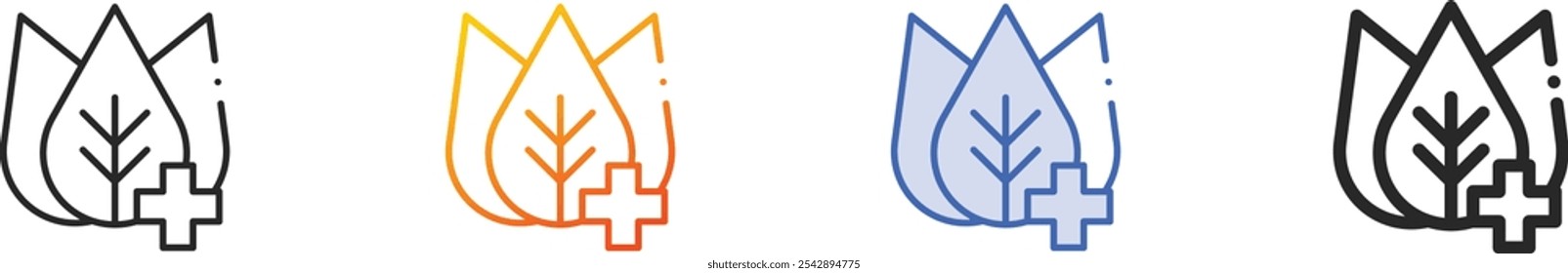 icono natural de la medicina. Diseño lineal delgado, degradado, trazo azul y estilo atrevido aislado sobre fondo blanco