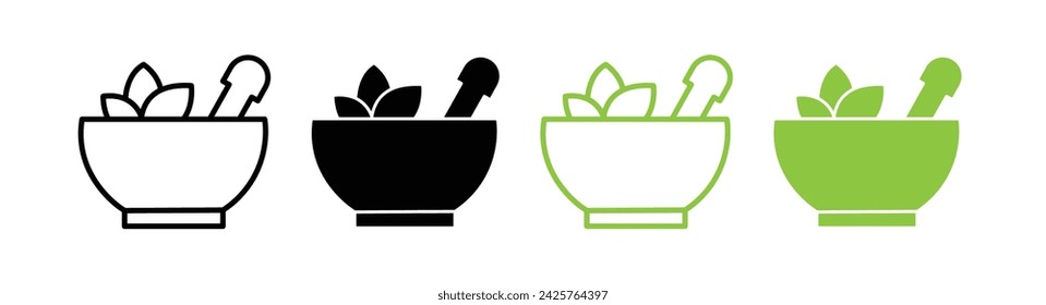 Natural Medicine Line Icon. Herbal Treatment Icon in Black and White Color.