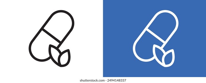 Natural medicine logo sign set vector outline