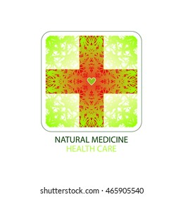 Natural medicine. Medical eco logo design Vector