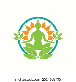 Plantilla de Vector de Logo de Meditación Natural