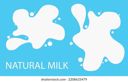 Natural Milk Label Milk Splash Vector Image