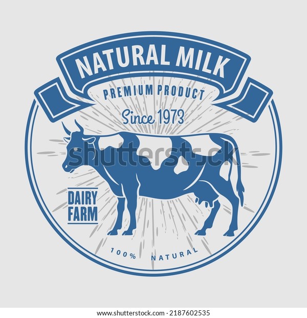 Natural Milk Logo Design Isolated On Stock Vector (Royalty Free ...