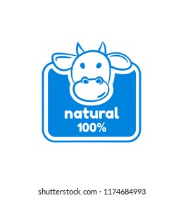 Natural milk logo design vector template. Badge for dairy products.