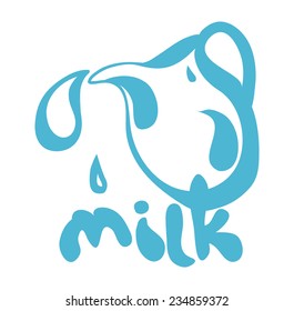 Natural Milk logo labels isolated on the white background. Vector illustration Eps 8.