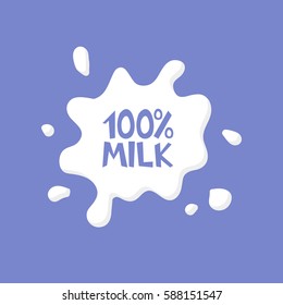 Natural Milk Splash in blue background vector illustration.