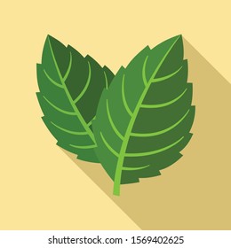 Natural mint leaf icon. Flat illustration of natural mint leaf vector icon for web design