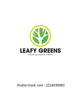 Natural Modern Green Leaf Logo Design template
