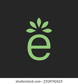 natural modern letter E leaf monogram logo