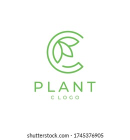 Natural modern logo design with a combination of the letter C symbol and leaf plants
